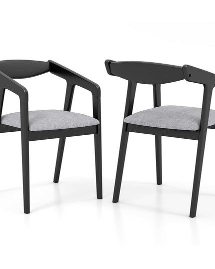 Giantex Wooden Dining Chairs Set, Linen Fabric Upholstered Kitchen Chairs w/Armrests & Padded Cushion