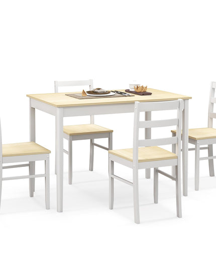 Giantex 5-Piece Dining Set of 4, Solid Wood Rectangular Table & 4 Chairs