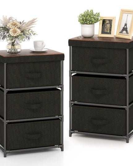 Giantex Nightstand Set of 2 with 2 Fabric Drawers