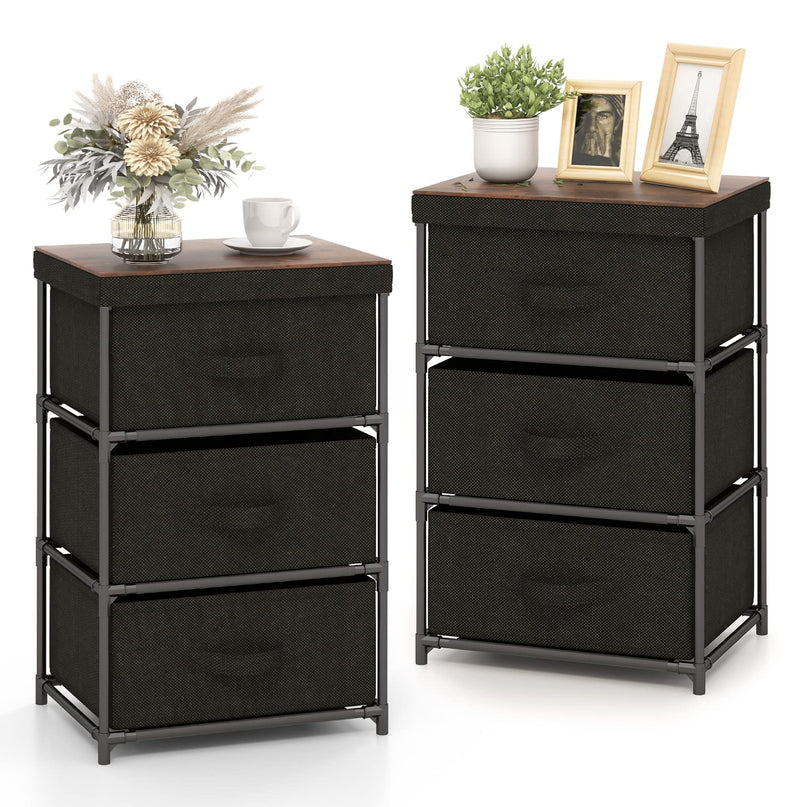 Giantex Nightstand Set of 2 with 2 Fabric Drawers