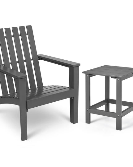 Giantex Wood Adirondack Chair & Side Table Set, Patio Bistro Set with Slatted Design