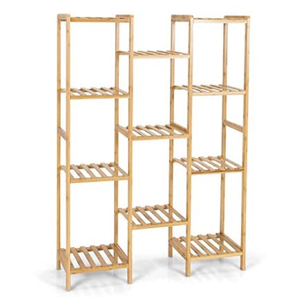 Giantex 9 Tiers Bamboo Plant Stand for Indoor Plants Multiple, Plant Shelf Flower Pots Holder