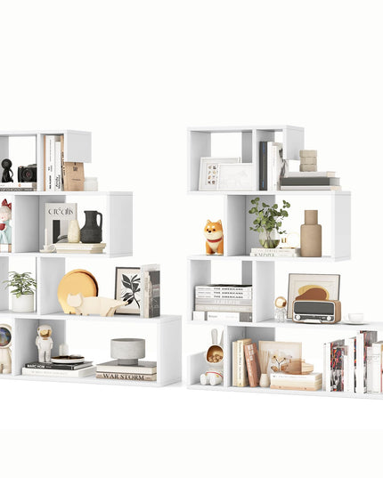 Giantex 5-Tier S-Shaped Bookshelf, Geometric Bookcase w/Open Cubes