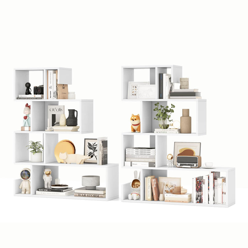Giantex 5-Tier S-Shaped Bookshelf, Geometric Bookcase w/Open Cubes