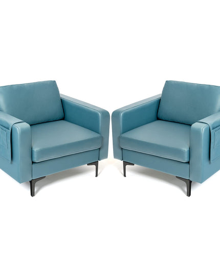 Giantex Modern Accent Chair w/Comfy Thick Cushion, Magazine Pockets