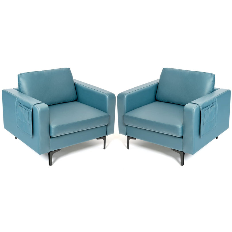 Giantex Modern Accent Chair w/Comfy Thick Cushion, Magazine Pockets