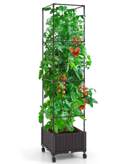 Giantex Raised Garden Bed with Tomato Cages, 67” Adjustable Height