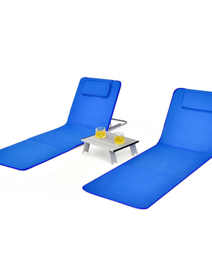 Giantex Beach Chairs for Adults 2 Pack Set with Side Table