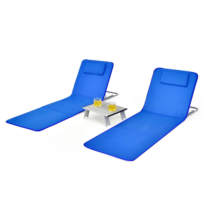 Giantex Beach Chairs for Adults 2 Pack Set with Side Table