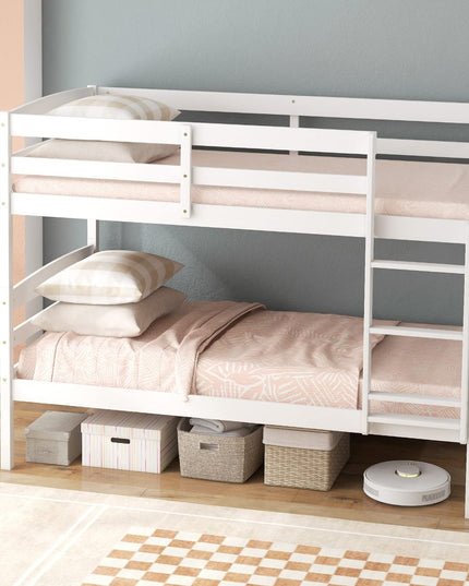 Giantex Bunk Bed, Solid Wood Detachable Bed Frame with High Guardrails & Integrated Ladder