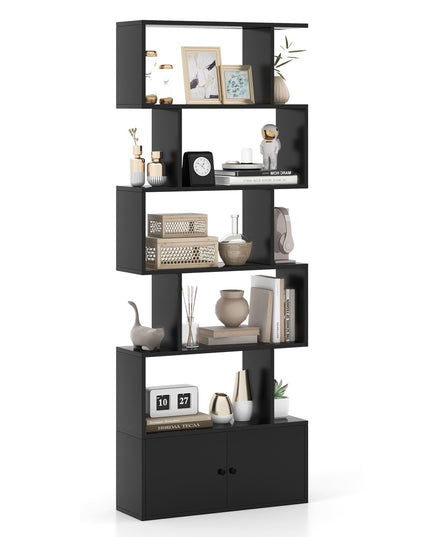 Giantex Set of 2 6-Tier Geometric Bookcase with Cabinet