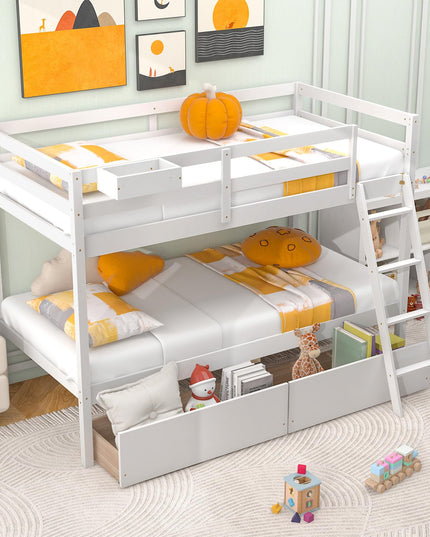 Giantex Bunk Bed Twin Over Twin with 2 Storage Drawers