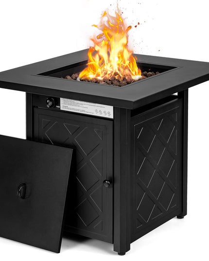 Giantex Gas Fire Table, Rectangular Outdoor Patio Propane Firepit Table