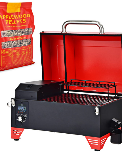 Giantex Portable Pellet Smoker Grill Set, 8-in-1 Electric Tabletop Pellet Grill