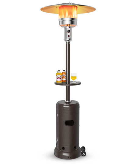 Giantex 50000 BTU Outdoor Propane Heater, Patio Heater with Height Adjustable Shelf Tabletop & Wheels