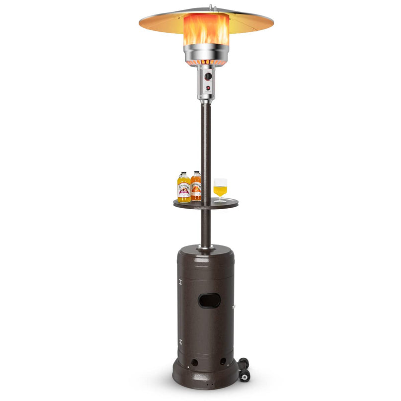 Giantex 50000 BTU Outdoor Propane Heater, Patio Heater with Height Adjustable Shelf Tabletop & Wheels