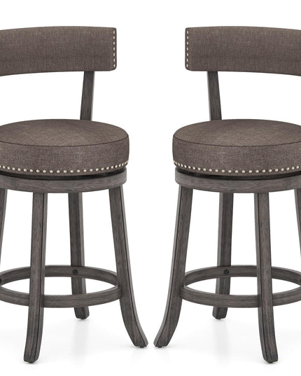 Giantex 26" Bar Stools Set, Swivel Counter Height Bar Chairs with Footrest, Rubber Wood Frame
