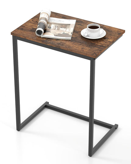 Giantex C Shaped End Table, 26.5" Slide-Under Couch Table for Laptop Coffee Snack