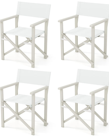 Giantex Set  Folding Director Chairs, Lightweight Patio Camping Chair with Acacia Wood Frame & Oxford Fabric Seat