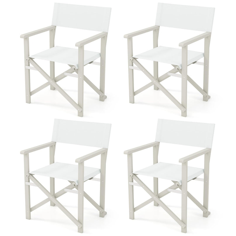 Giantex Set  Folding Director Chairs, Lightweight Patio Camping Chair with Acacia Wood Frame & Oxford Fabric Seat