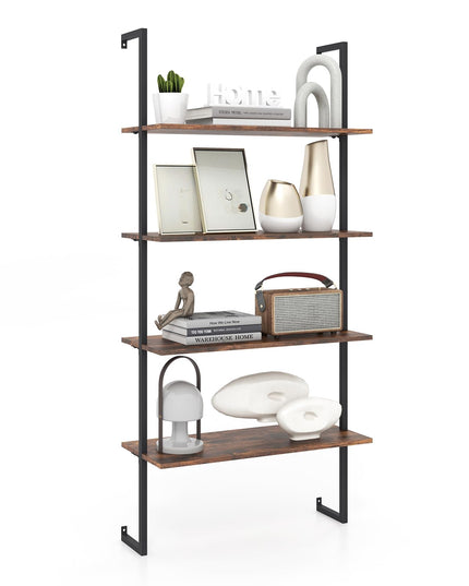 Giantex 4 Tier Modern Wall Mounted Bookshelf Set