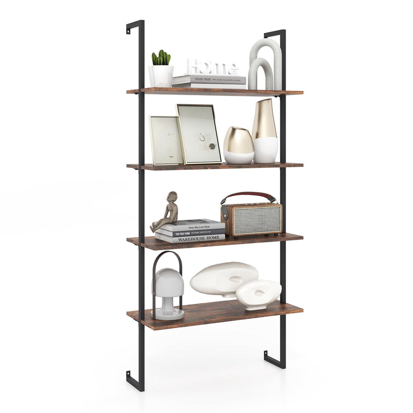 Giantex 4 Tier Modern Wall Mounted Bookshelf Set