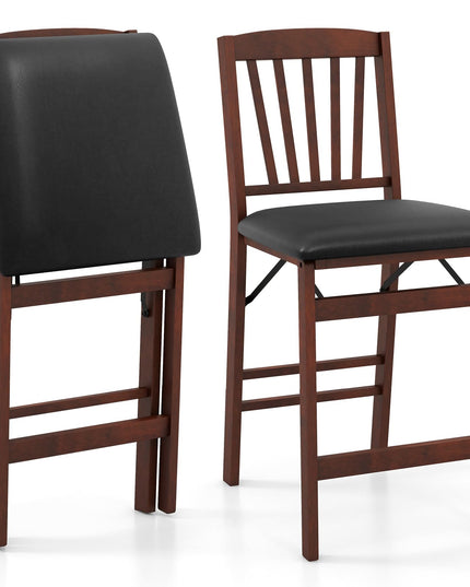 Giantex Folding Bar Stools Set, 24.5" Counter Height Bar Dining Chairs with Back