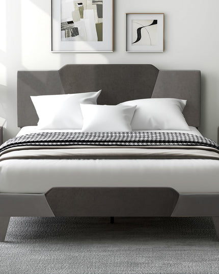 Giantex Velvet Upholstered Bed Frame with Headboard