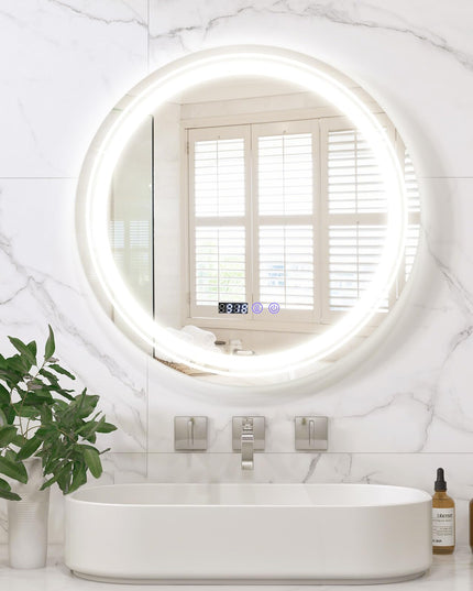 LED Bathroom Mirror, Lighted Beveled Edge Vanity Mirror Wall Mounted