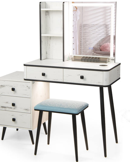 CHARMAID Vanity Set with Dimmable Lighted Mirror