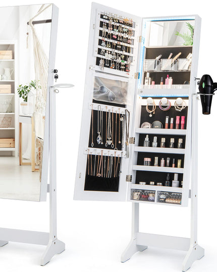 CHARMAID Jewelry Cabinet with 3-Color LED Light Strip