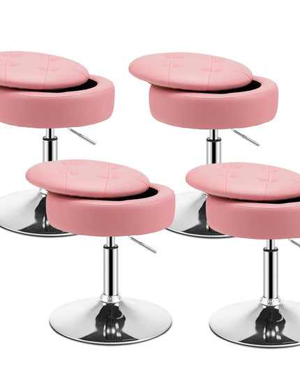 Giantex Adjustable Swivel Vanity Stool - 360° Swivel 20’’-26’’ Height Adjustable Tufted Round Storage Ottoman