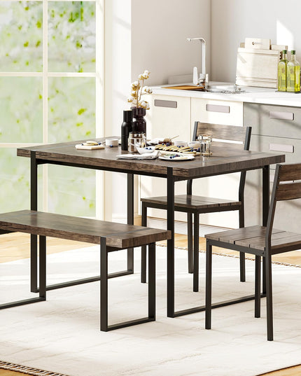 Giantex Ensemble Table de Salle à Manger pour 4 Personnes Table de Cuisine Rectangulaire de 119 cm