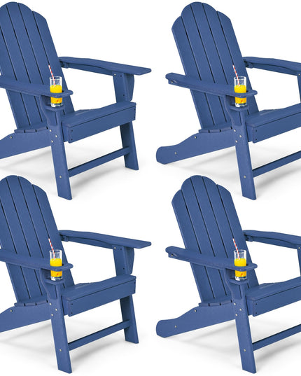 Adirondack Chair with Cup Holder, Outdoor Patio Weather Resistant Chair