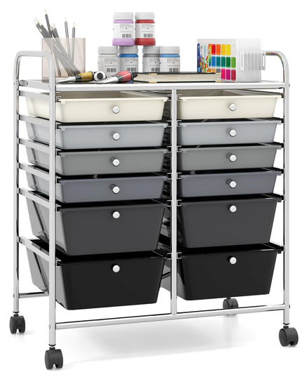 Giantex 12 Drawer Rolling Storage Cart Tools Scrapbook Paper Office School Organizer