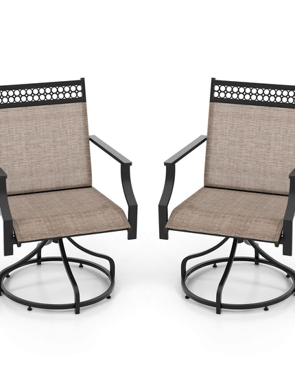 Giantex Swivel Outdoor Chairs, Patio Dining Chairs, Round Steel Base