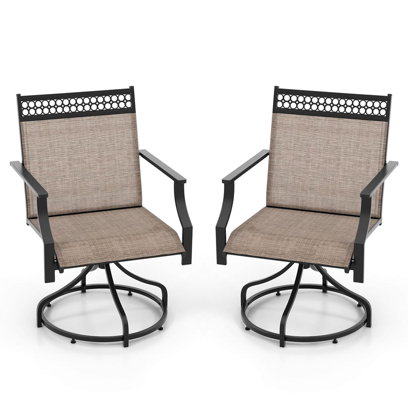 Giantex Swivel Outdoor Chairs, Patio Dining Chairs, Round Steel Base