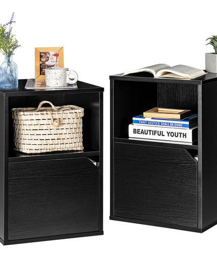 Giantex Set of 2 Nightstands, End Table Bedside Table w/Storage Cabinet and Open Shelf
