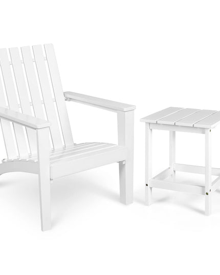 Giantex Wood Adirondack Chair & Side Table Set, Patio Bistro Set with Slatted Design