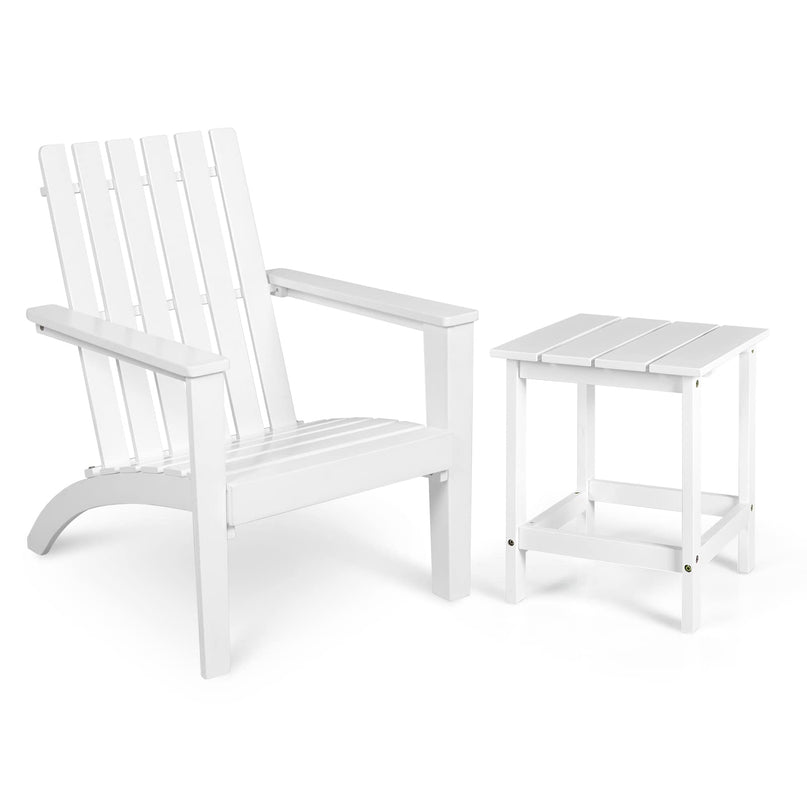 Giantex Wood Adirondack Chair & Side Table Set, Patio Bistro Set with Slatted Design