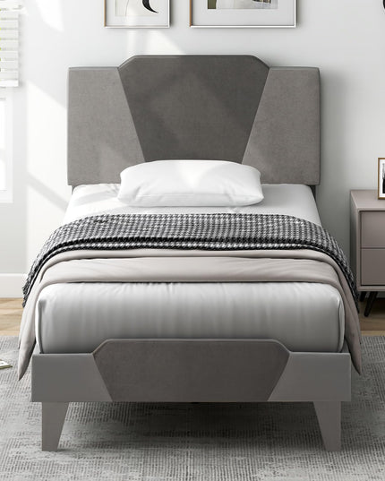 Giantex Velvet Upholstered Bed Frame with Headboard