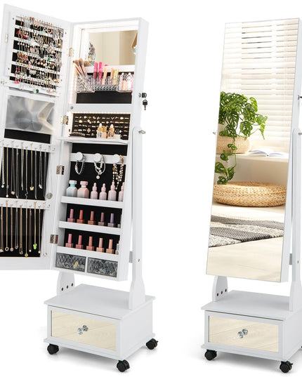 CHARMAID Jewelry Armoire with Full Length Mirror - Giantex