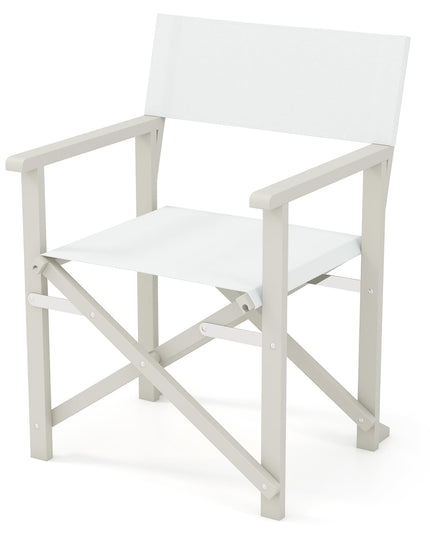 Giantex Set  Folding Director Chairs, Lightweight Patio Camping Chair with Acacia Wood Frame & Oxford Fabric Seat