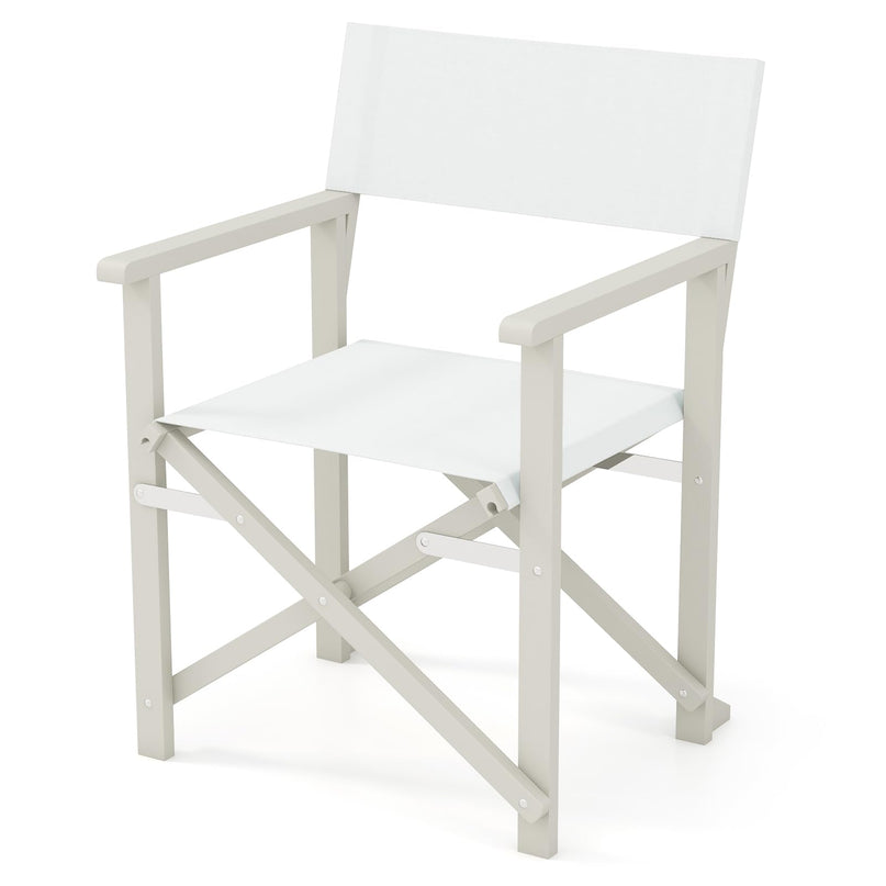 Giantex Set  Folding Director Chairs, Lightweight Patio Camping Chair with Acacia Wood Frame & Oxford Fabric Seat