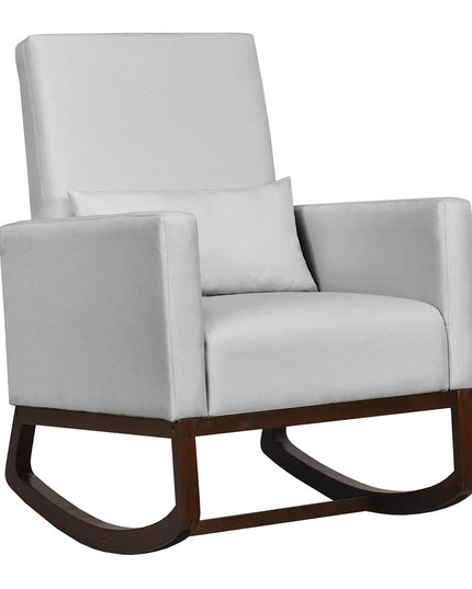Giantex Upholstered Rocking Chair, Modern High Back Armchair