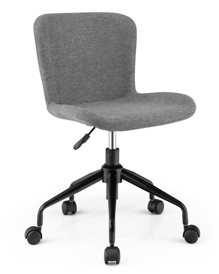 Giantex Home Office Chair with Wheels, Mid-Back Swivel Computer Chair Rolling Adjustable Linen Leisure Chair