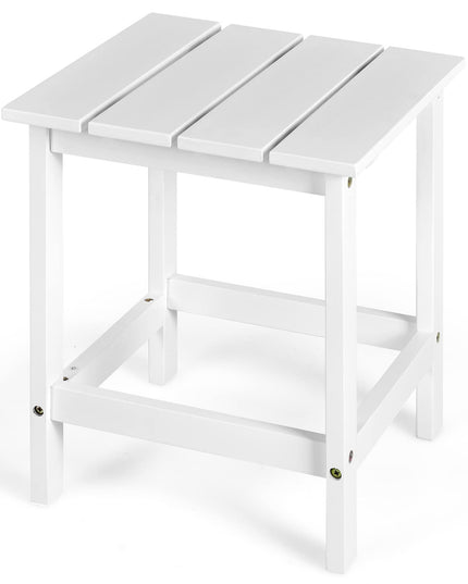 Outdoor Side Table, 15 Square Wood End Table with Slatted Design