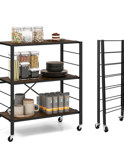 Giantex Folding Bookshelf with Wheels