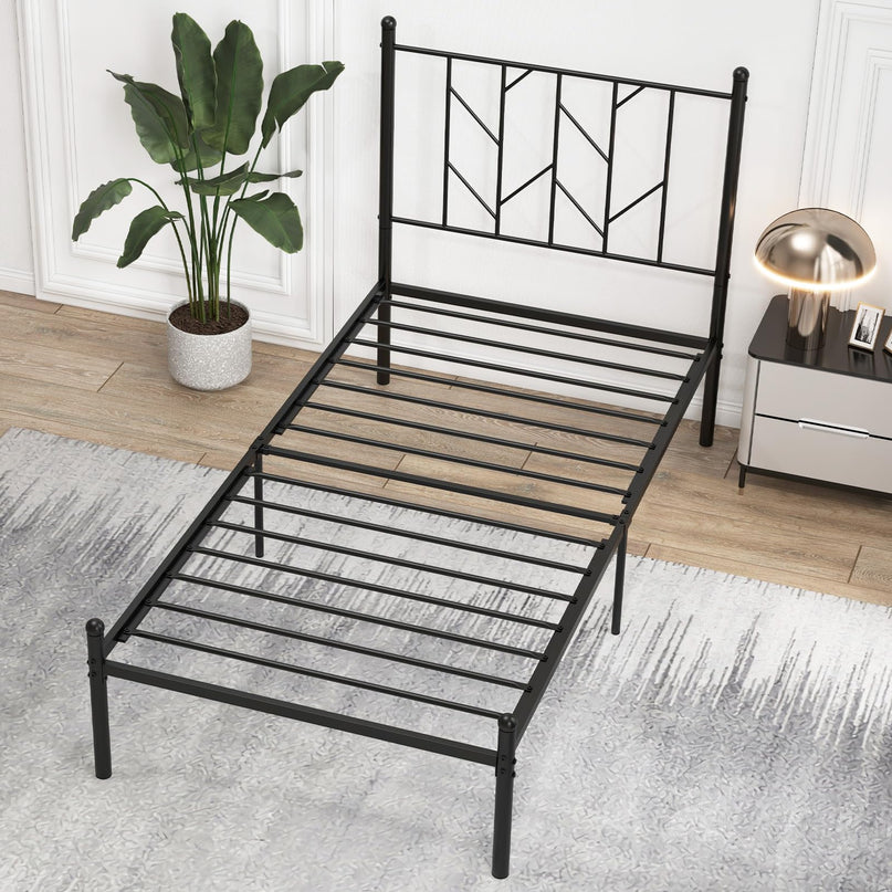 Giantex Metal Bed Frame with Victorian Style Headboard
