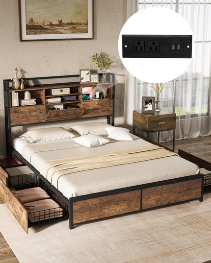 Giantex Bed Frame with Storage Headboard